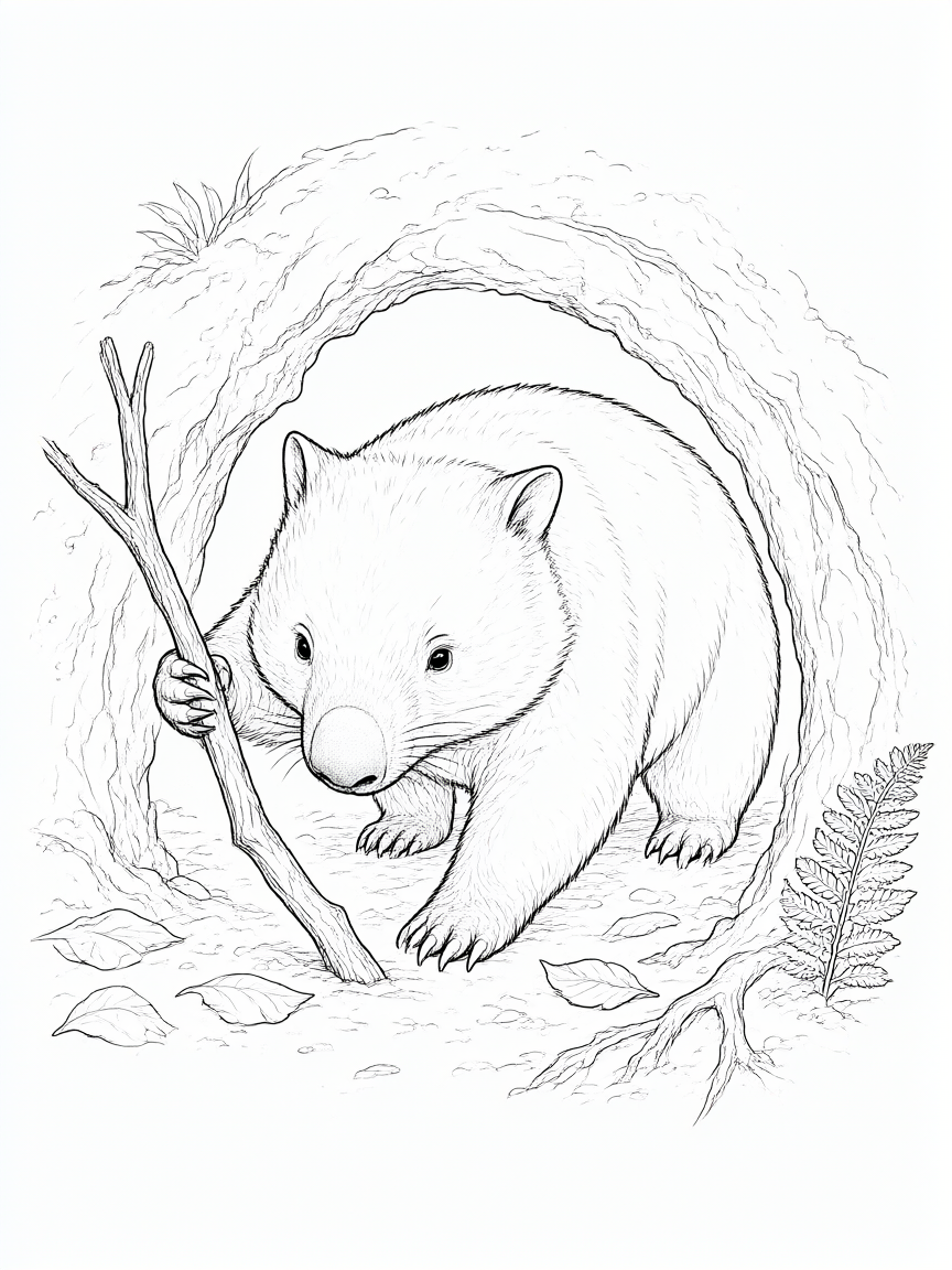 Wómbat: dibujo para colorear