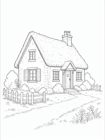 Cabaña: dibujo para colorear